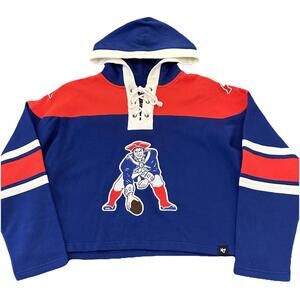 NWT '47 Brand New England Patriots Historic Lacer Hoodie Size Women's Large